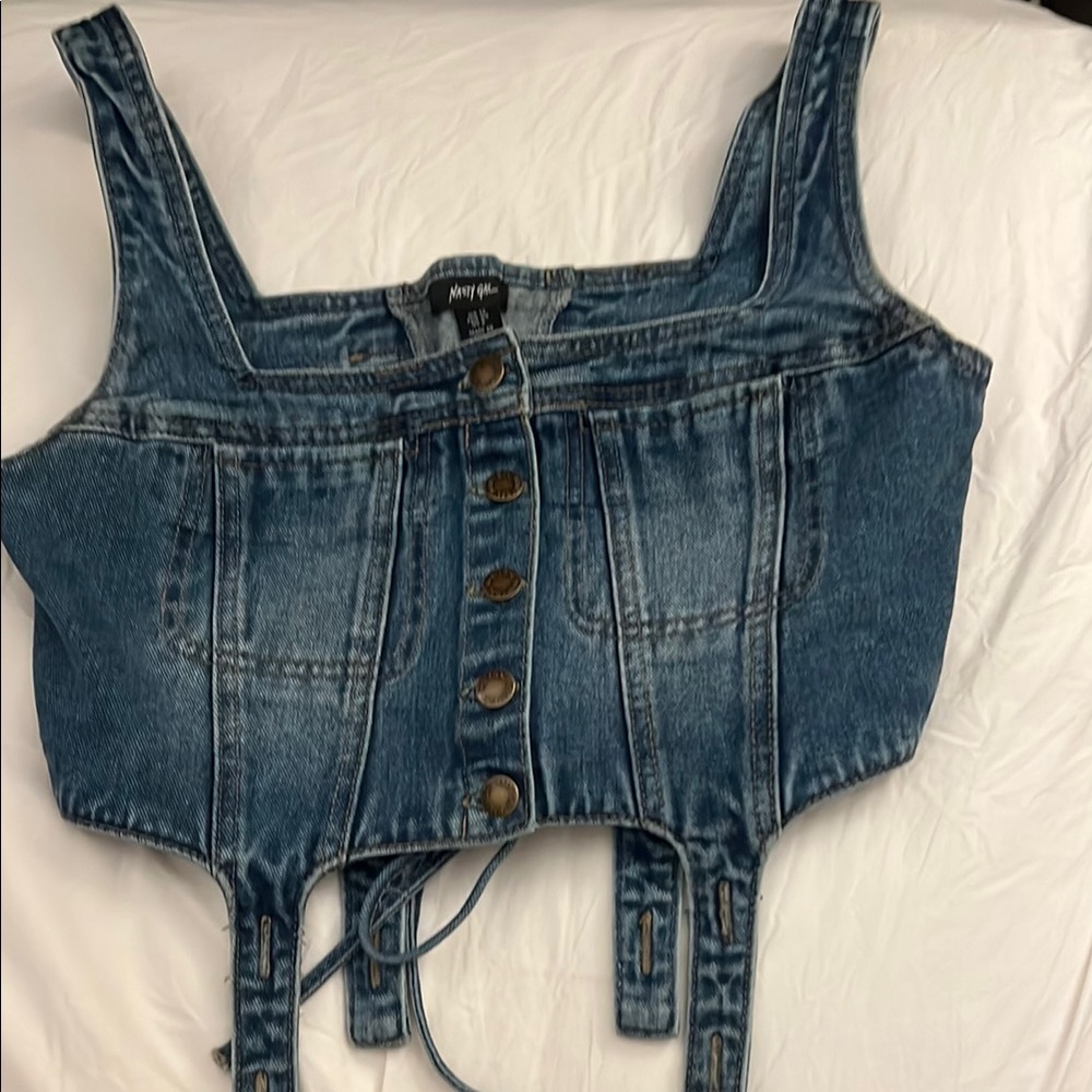 Denim Button-Up Crop Top